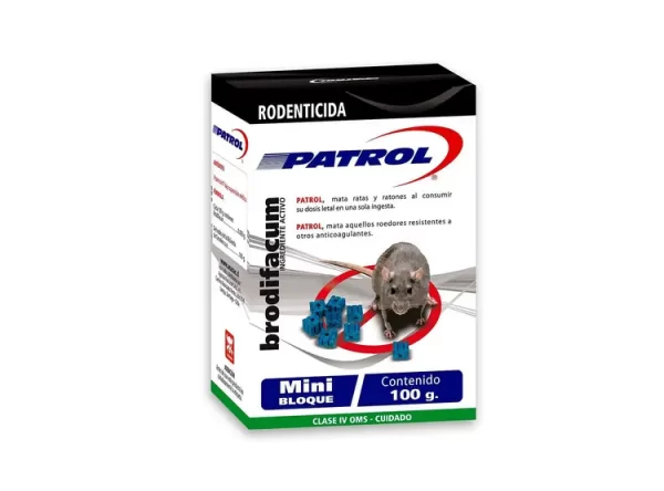 Rodenticida mini bloque brodifacum 150 g Patrol