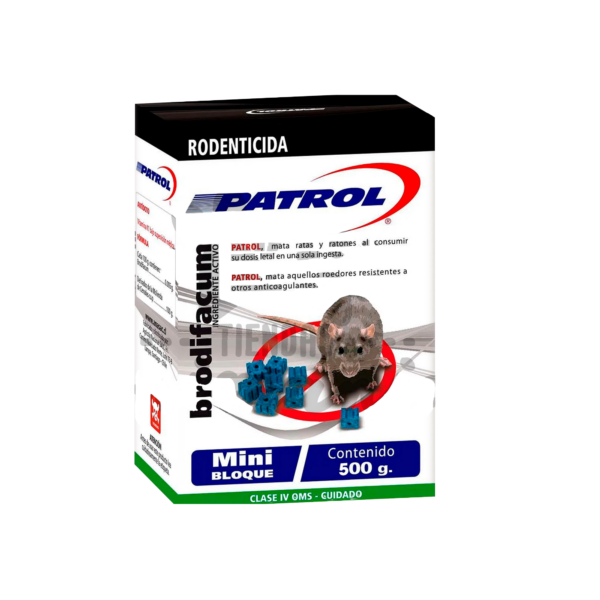 Rodenticida mini bloque brodifacum 500 g Patrol